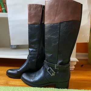 Two Tone Leather Riding Boots